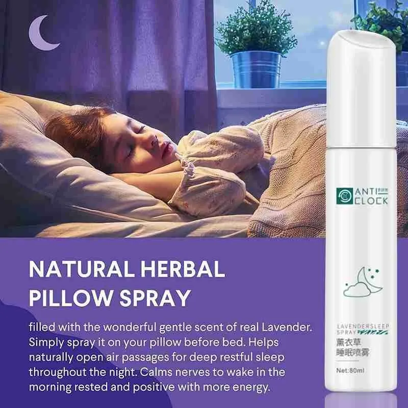 

80ML Lavender Sleep Spray Sleep Aid Spray Improves Lavender Insomnia Sleep Therapy Insomnia Deep Spray Sleep E8X4