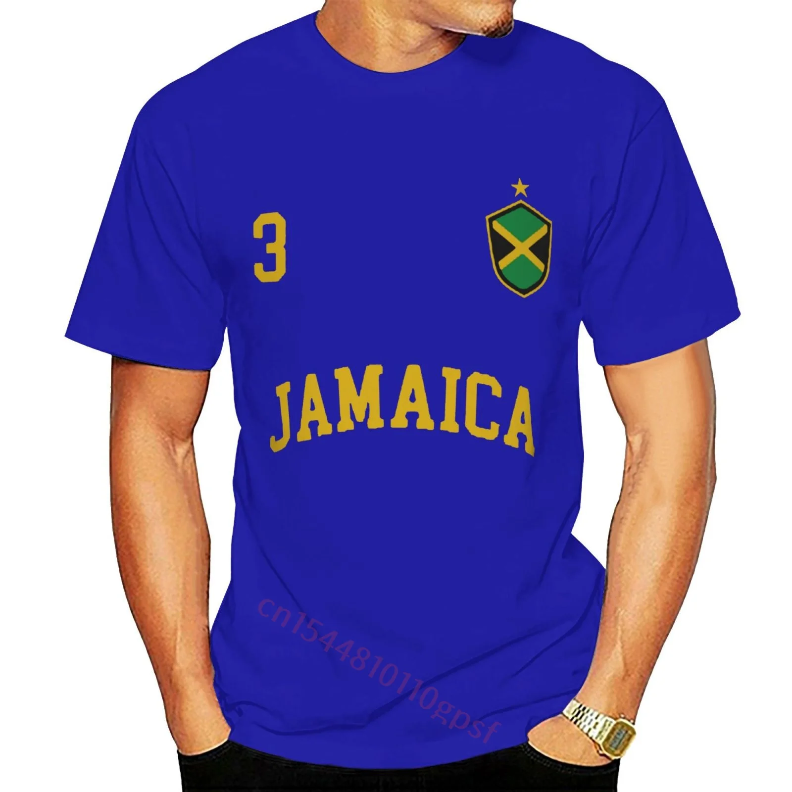 

Number 3 BACK Soccers Jamaican Flag T-Shirt Men Short Sleeve Humor Tee Shirt Round Neck 100% Cotton Funny Graphic T Shirt