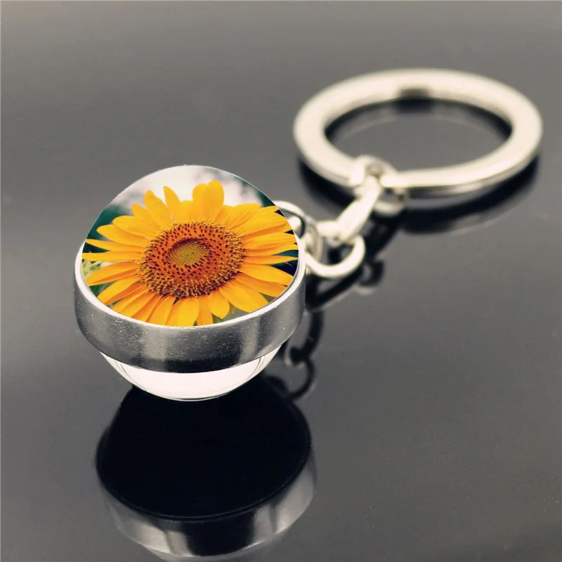 Подсолнечник брелок для женщин ювелирные аксессуары модный двухсторонний
