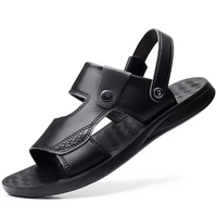 2021 summer men sandals beach shoes black pu leather 2021 outdoor party flat shoes men slippers sport sandalias
