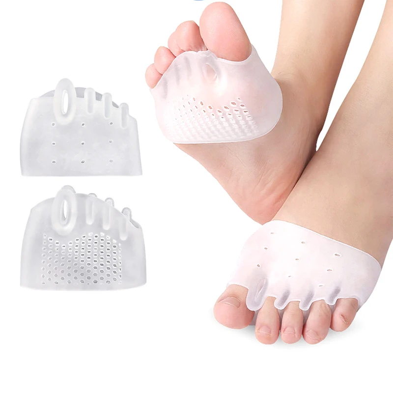 

2Pair Toes Separator Orthotics Feet Bone Thumb Adjuster Hallux Valgus Bunion Corrector Straightener Insole Silicone Forefoot Pad