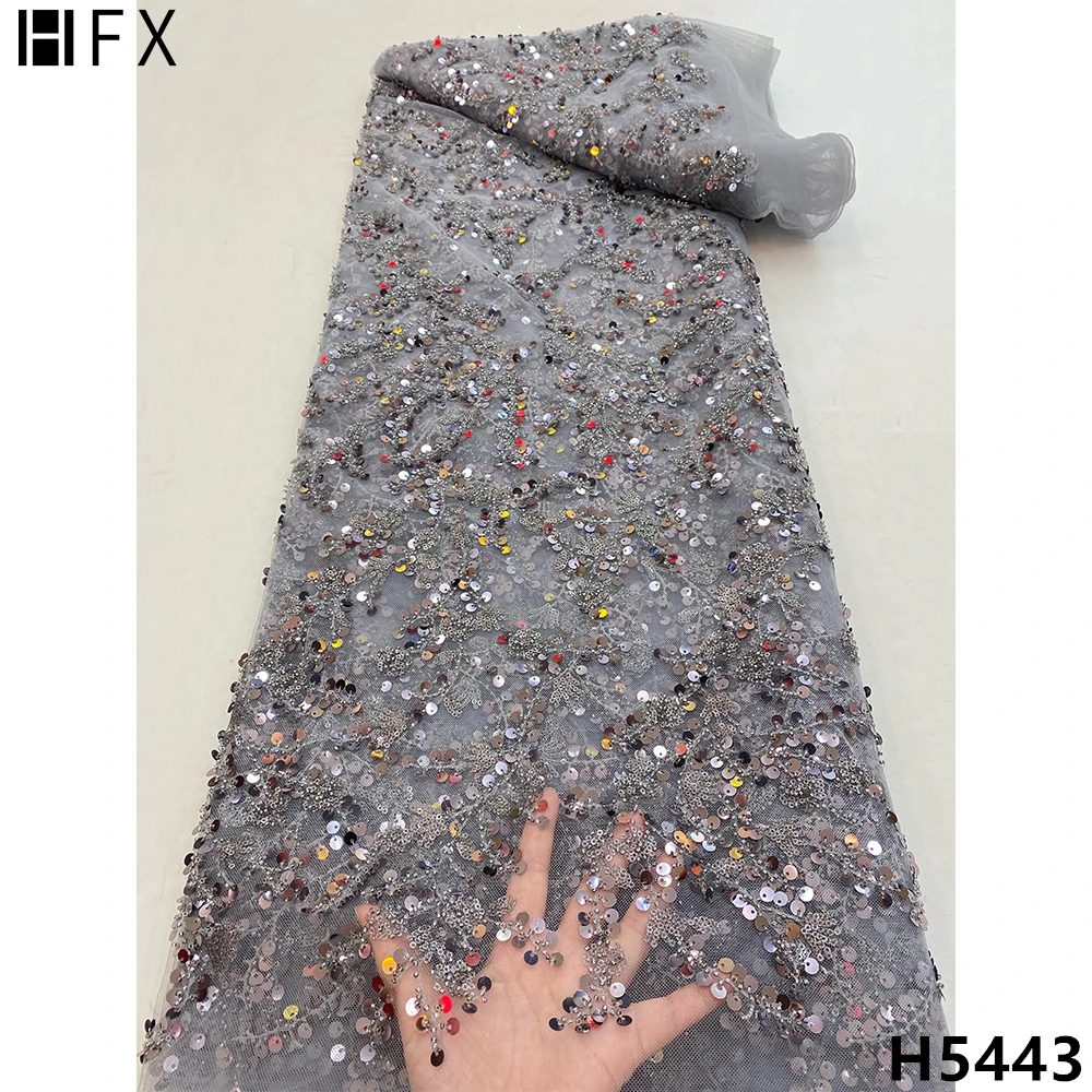 HFX 2021 green Handmade Lace Fabric Tissu Heavy Beaded Fabrics Luxury French sequins for Bridal Materials H5443 | Дом и сад