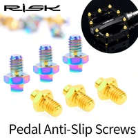 risk 8pcsset bicycle pedals anti slip bolts m4 lightweight tc4 titanium alloy mtb bike xc anti slip fasten pedal screw