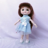 blue dress bjd doll with 13 movable joints doll 6 inch makeup cute brown blue eyeball dolls with fashion dress for girls toy