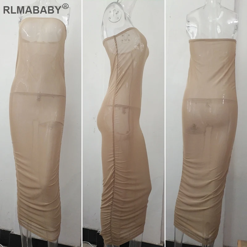 Летние rlmababy пляжные вечерние пикантные сетчатые юбки прозрачные длинные макси Прозрачные юбки Высокая Талия Ruched прозрачные Клубные юбки красного цвета