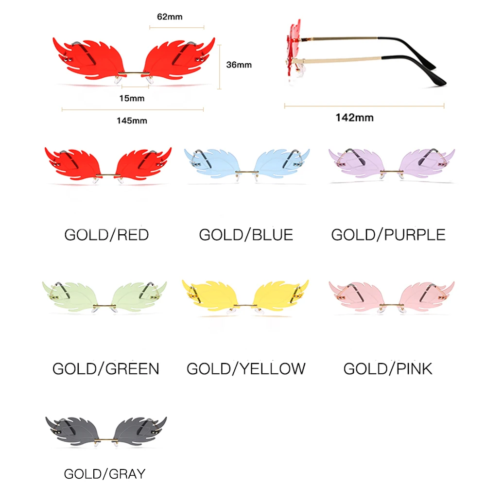 

Vintage Rimless Cat Eye Sunglasses Women Men 2020 New Fashion Fire Flame Sun Glasses Luxury Brand Designer Punk Glasses Shades