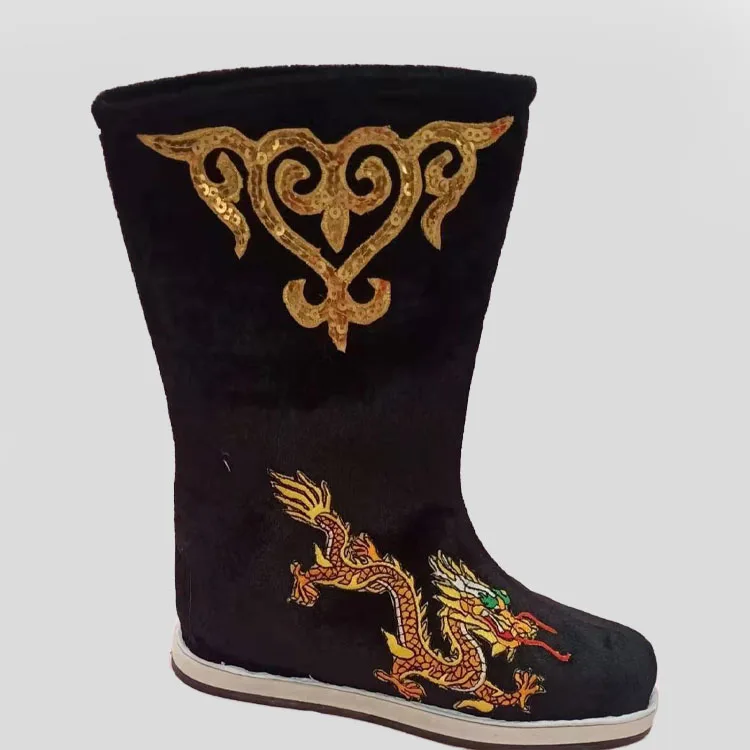 Белые черные сапоги с драконом для детей и взрослых китайская одежда ханьфу в