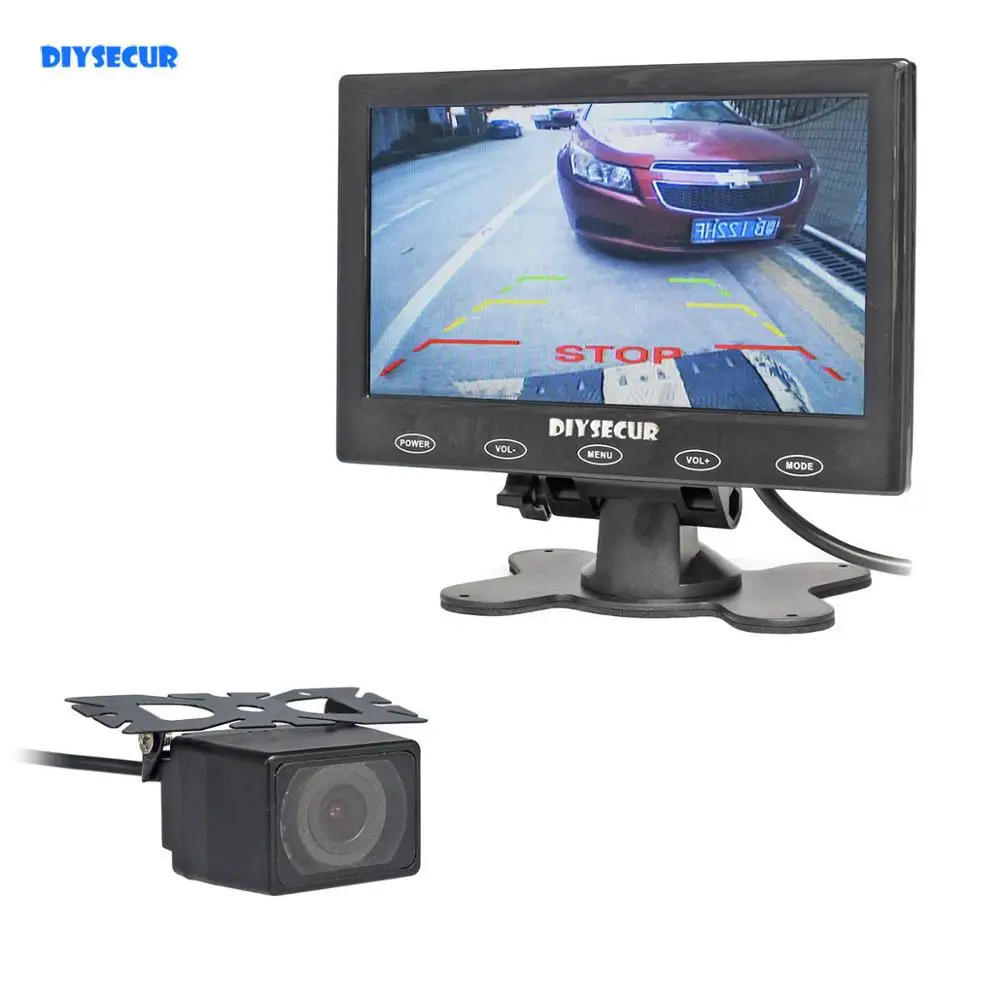

Автомобильный монитор DIYSECUR, сенсорная кнопка 7 дюймов, Ультратонкий экран, Водонепроницаемая ИК камера заднего вида с функцией ночного виде...