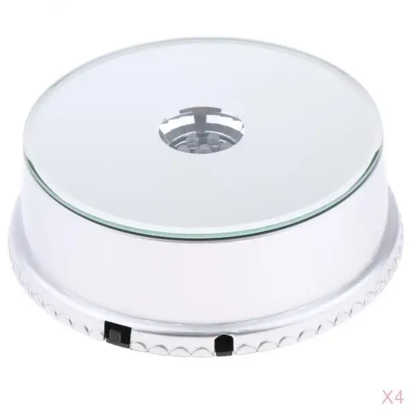 

4 Pcs Battery USB Powered 360 Rotating Display Stand Turntable Mirror Top, Large Bearing Capacity