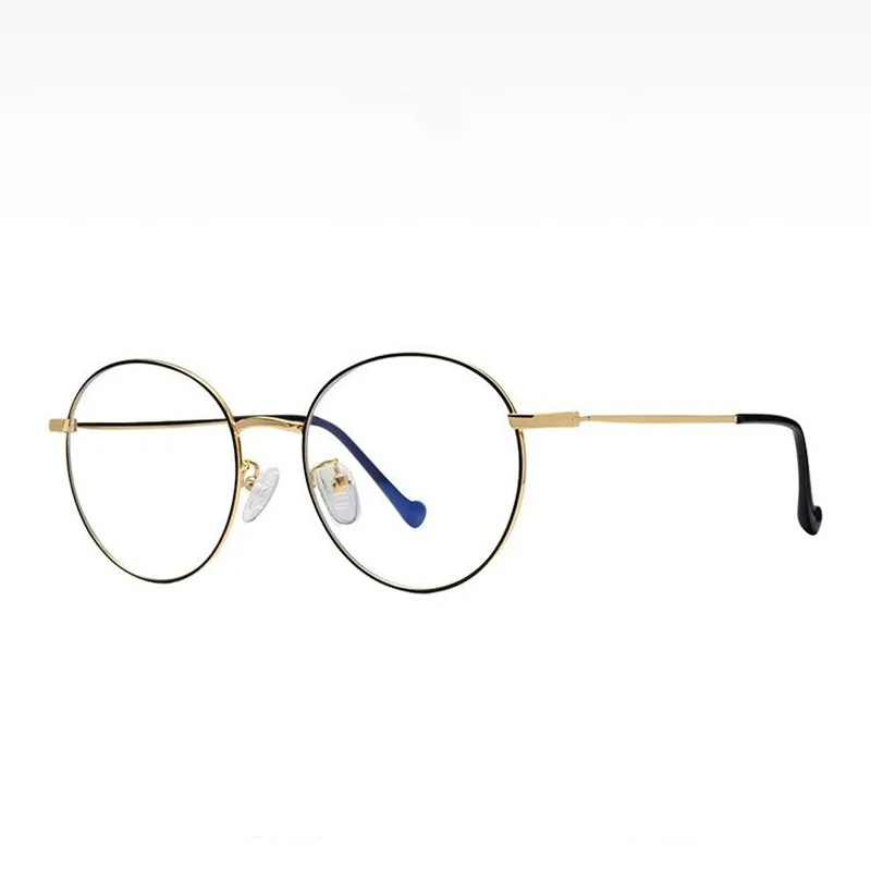 

New Metal Anti Blue Light Eyeglasses Men's Simple Retro Round Rim Spectacle Frames Women's Fashionable Literary Myopia Eyewears