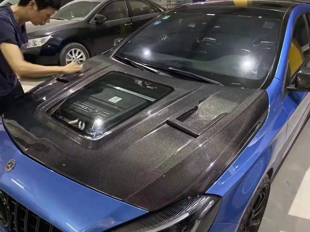 Карбоновое волокно прозрачное стекло переднего бампера двигателя капот