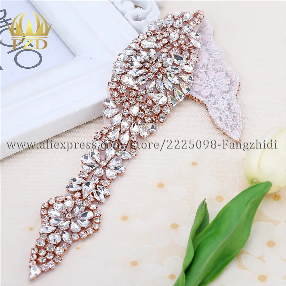 (1 шт.) Свадебный ремень кристаллы розовое золото коготь мотив Аппликации разрыв