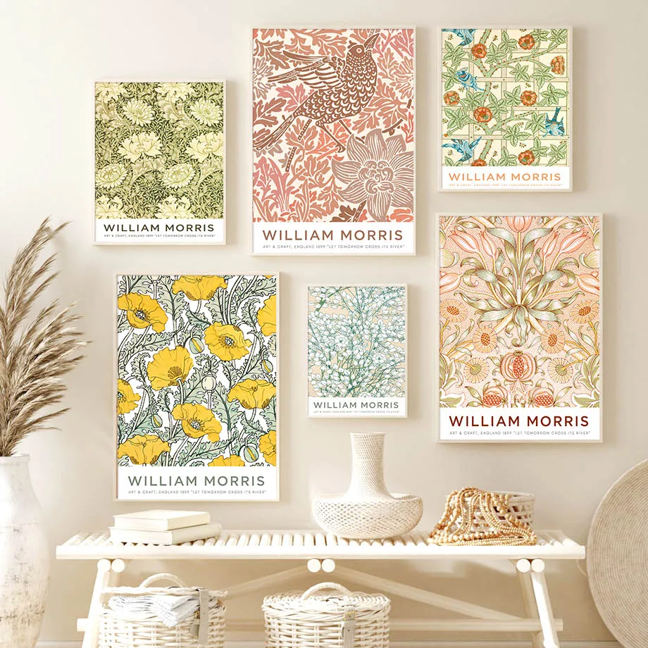 William Morris Leaf Flower Plant Abstract Wall Art Canvas Painting Nordic Posters And Prints Pictures For Living Room Decor | Дом и сад