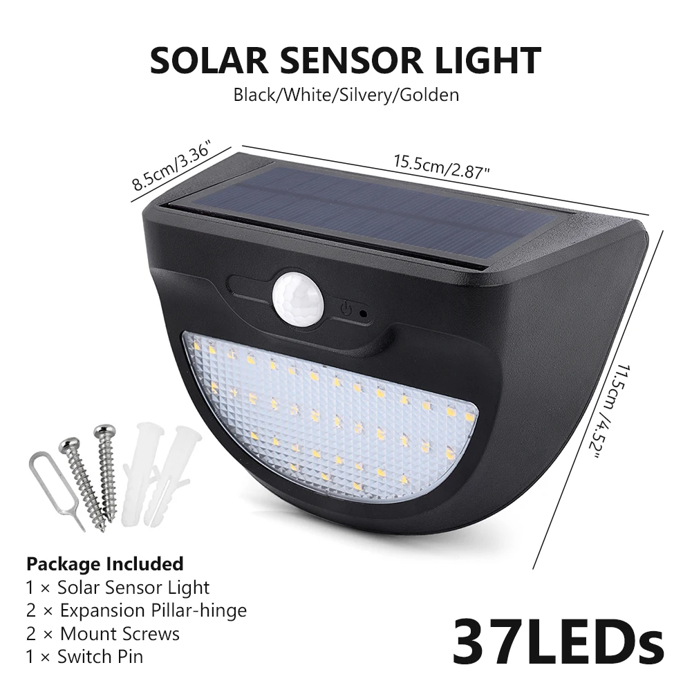 

TSLEEN Luminaria Solar Powered Outdoor Led Light 24 37 46 LEDs Waterproof PIR Motion Sensor Path Wall Home Garden Security Lamp