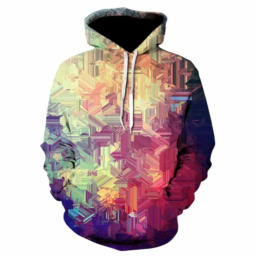 Толстовка мужская с длинным рукавом худи геометрическим рисунком 3d математика