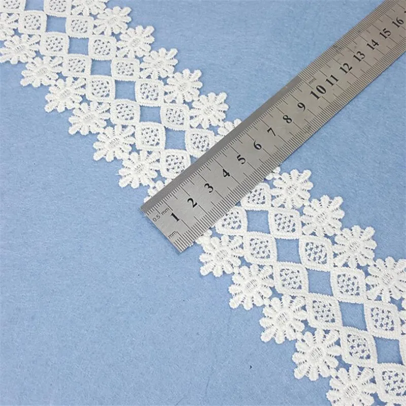 Белая Цветочная хлопковая вышитая кружевная ткань искусственная отделка