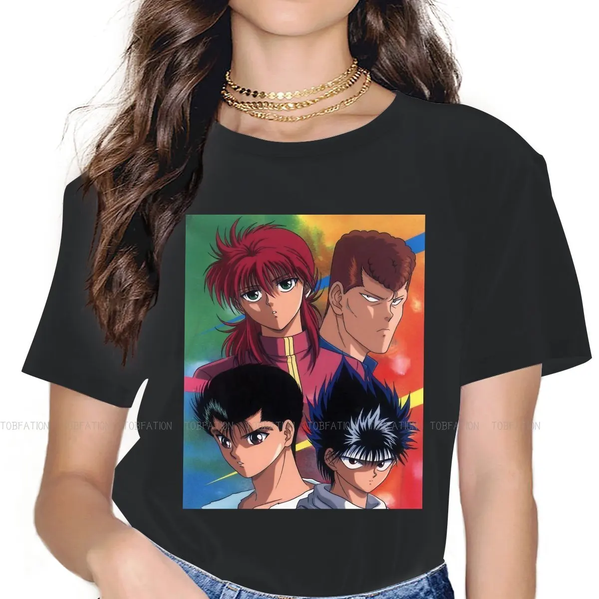 

Manga Unique TShirt for Girl Yu Yu Hakusho Yusuke Kuwabara Kurama Botan Top Quality Gift Clothes T Shirt Short Sleeve Hot Sale