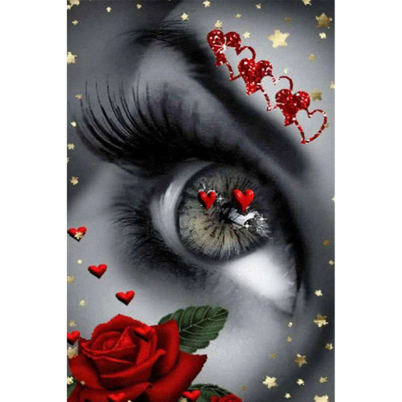 

Полноразмерная картина с красивыми глазами и цветами, алмазная живопись, вышивка крестиком, настенное искусство, декор «сделай сам», 5D Алма...