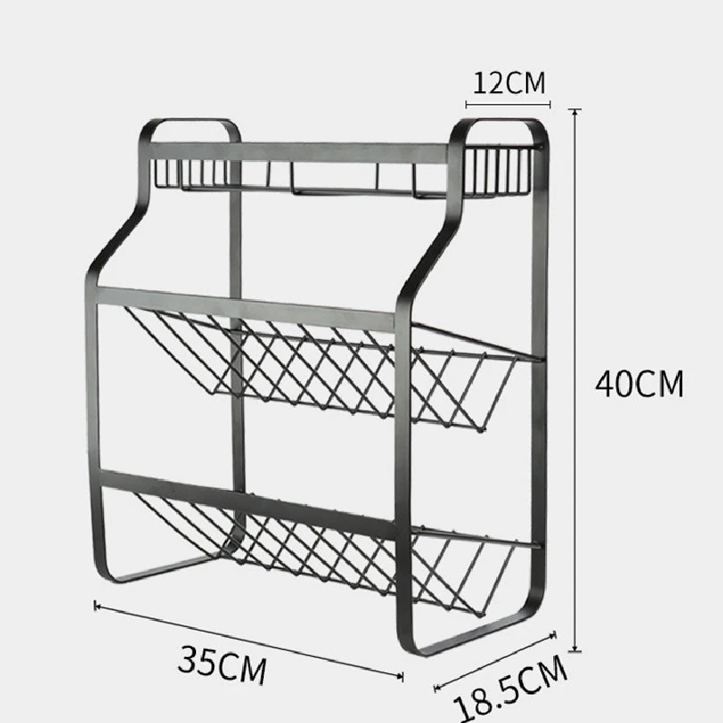 

3 Layers Kitchen Spice Rack Carbon Steel Countertop Spice Jars Bottle Shelf Kitchen Organizer Shelf Storage Holder Black