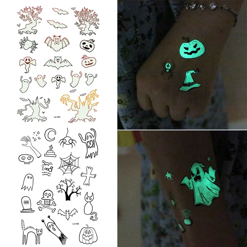 Светящаяся татуировка на Хэллоуин наклейка с привидением тату для детей