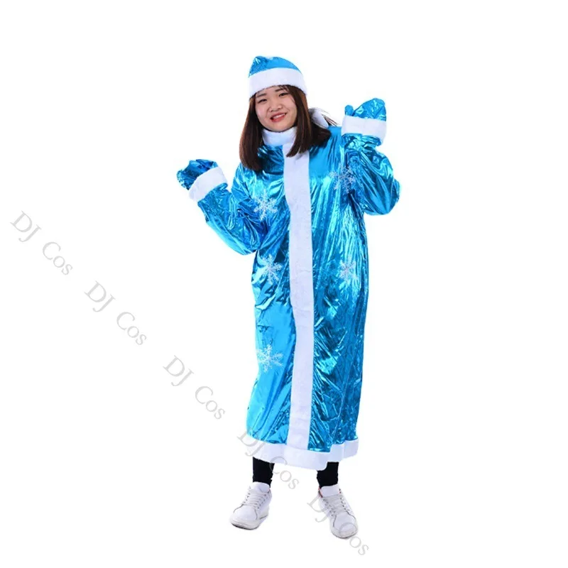 Костюм Санта Клауса Рождественский косплей голубой наряд Снежная