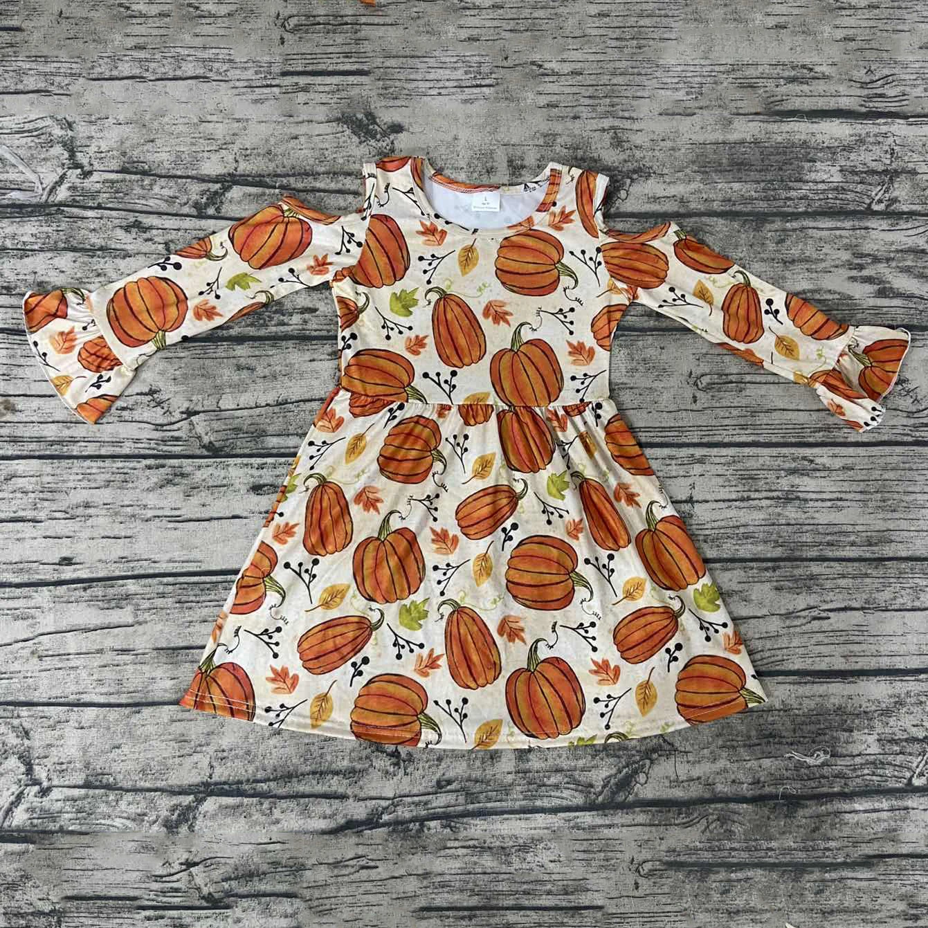 Droppshipping Popular Girl Long Sleeve Dress pumpkin series Baby Clothes Costume Kid's festival Dresses | Детская одежда и