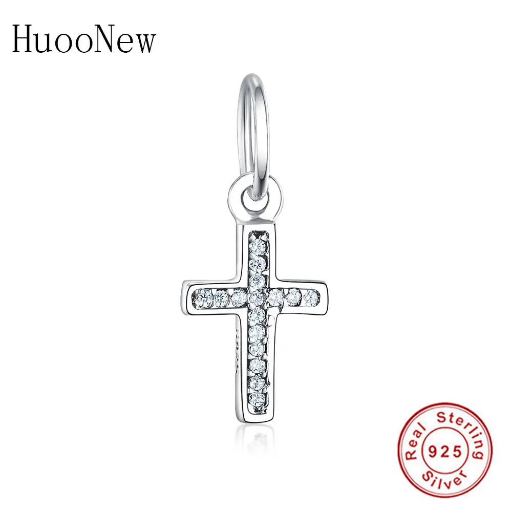 

Fit Original Pandora Charm Bracelet 925 Sterling Silver Catholic Jesus Cross Clear Color Zirconia Bead Jewelry Making Berloque