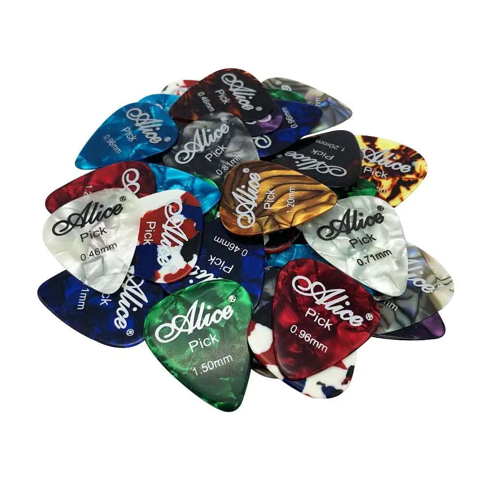 40 stück alice gitarre picks mit lagerung box lange lebensdauer vermittler bass pick druable material dicke 46 71 81 96 12 15mm free global
