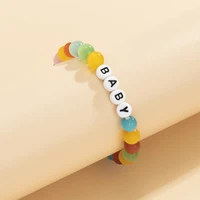 y2k colorful opal stone beads bracelets for women charms baby lertter bracelets 2021 fashion hnad chains jewelry bracelet trendy