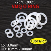 10pcs white o ring gasket cs 3mm od 10 100mm silicone food grade o rings silicon ring high temperature gasket