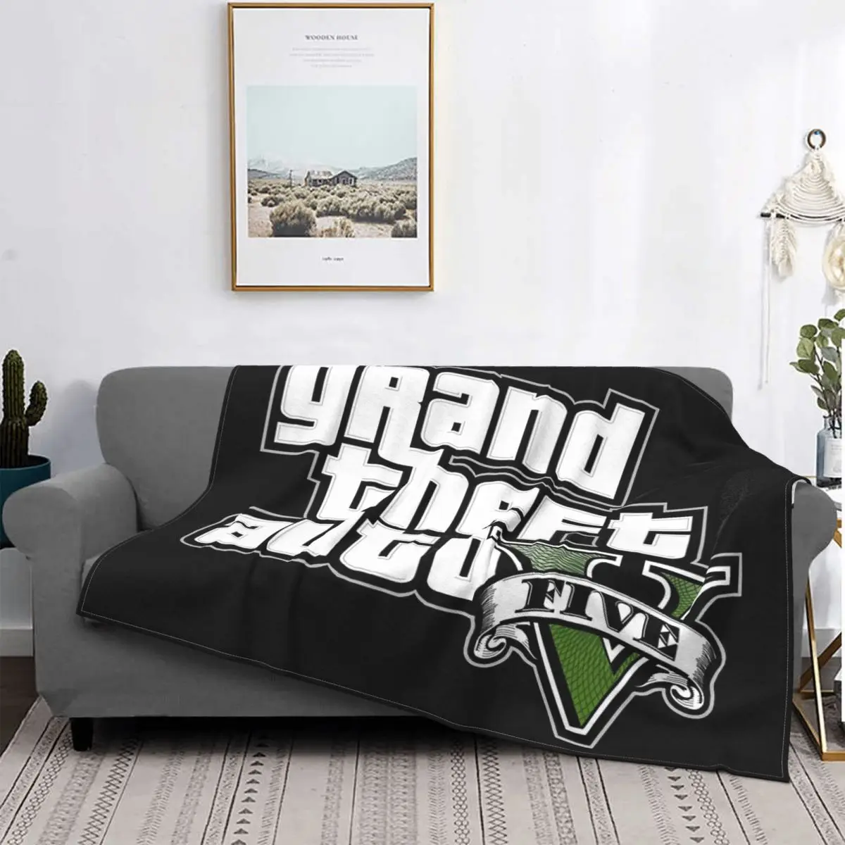 

GTA Blanket Bedspread Plaid Comfort Blanket Car Quilted Bed Cover