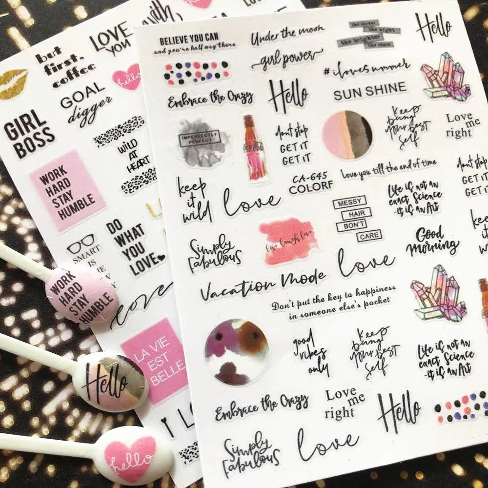 CA 647 английские буквы солнечных очков чёрный цветной стикеры 3d на ногти nail art