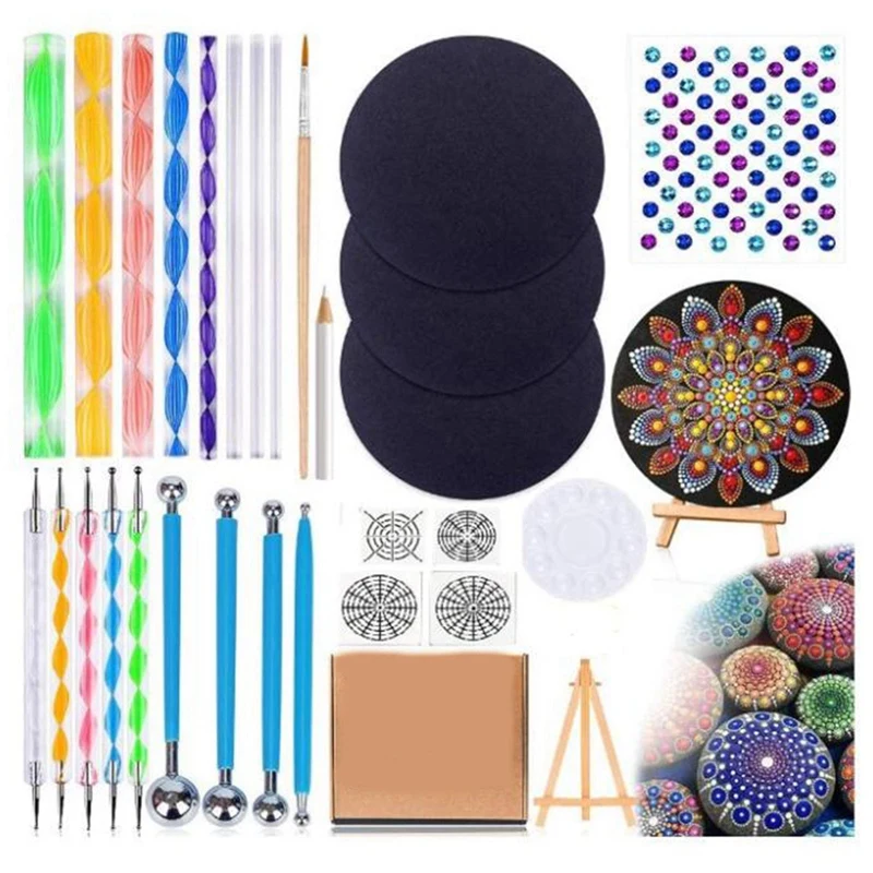 Mandala Dotting Tools Set With 3 Cardboards - Professional Supplies Kits For Painting Rocks | Инструменты