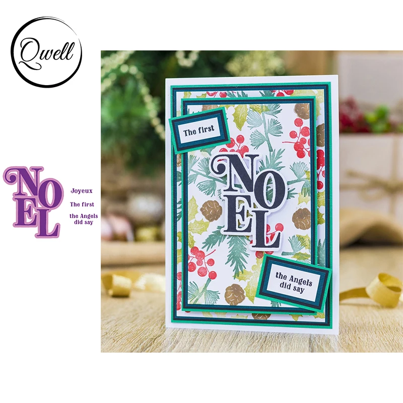 

QWELL Words French NOEL Joyeux Metal Cutting Dies & Clear Silicone Stamps Paper Cards Album Decor Making Template 2020 New