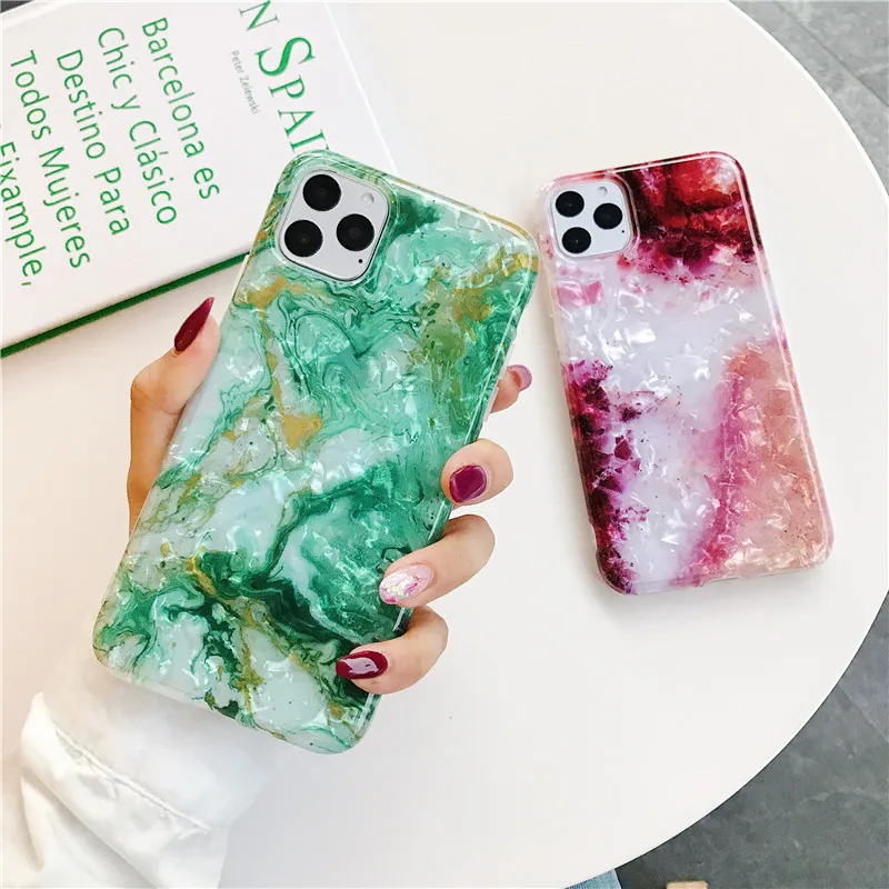 Чехол с рисунком в виде ракушки чехол для телефона iphone 6 7 8 plus X мраморный цветок