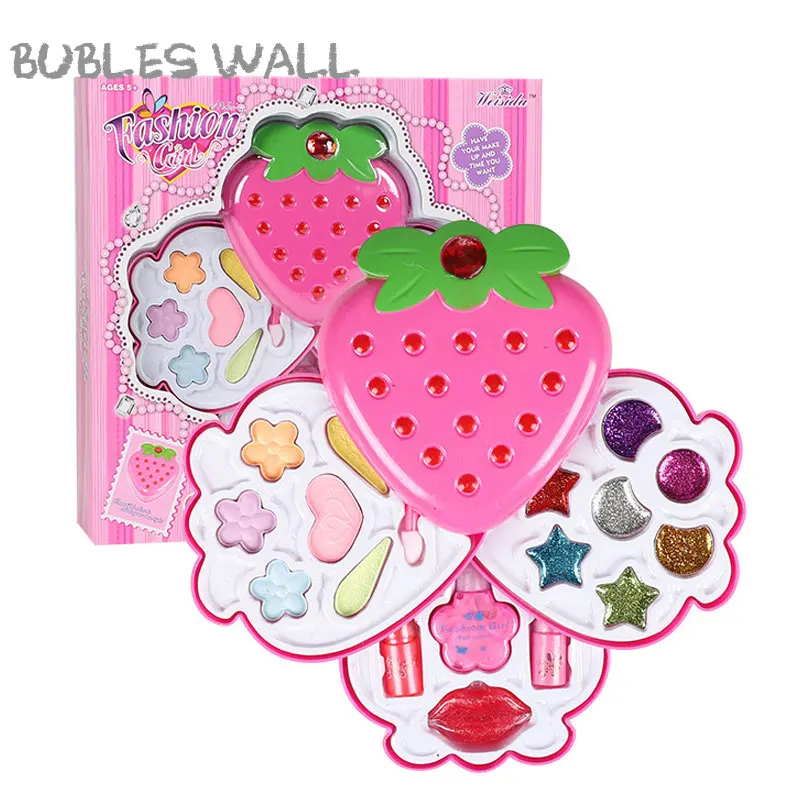 Набор для макияжа с клубничкой красивая принцесса девочка пудра ногтей помады