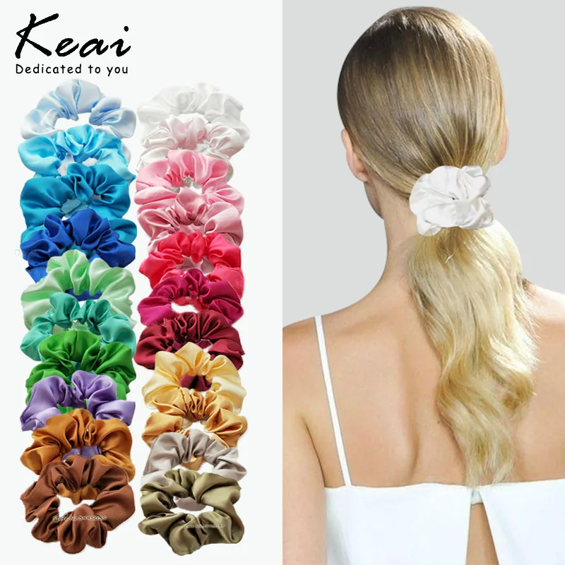 Женская атласная повязка на голову одноцветная эластичная резинка для волос