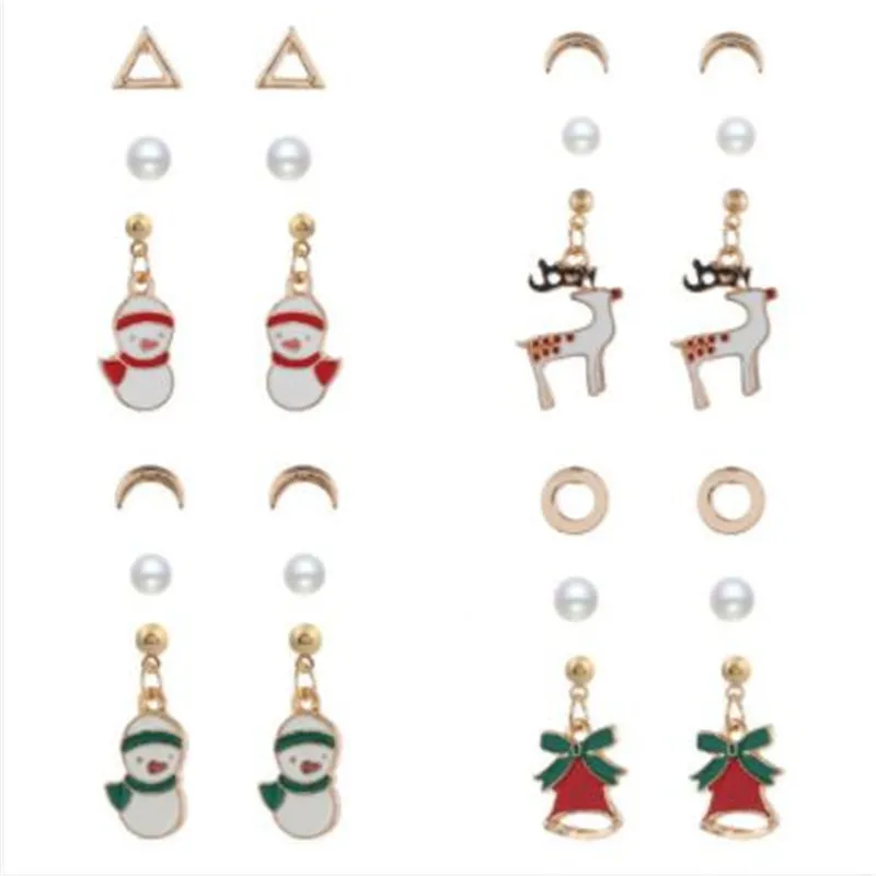 WKOUD женские рождественские Висячие серьги милый Санта Клаус снеговик прекрасный