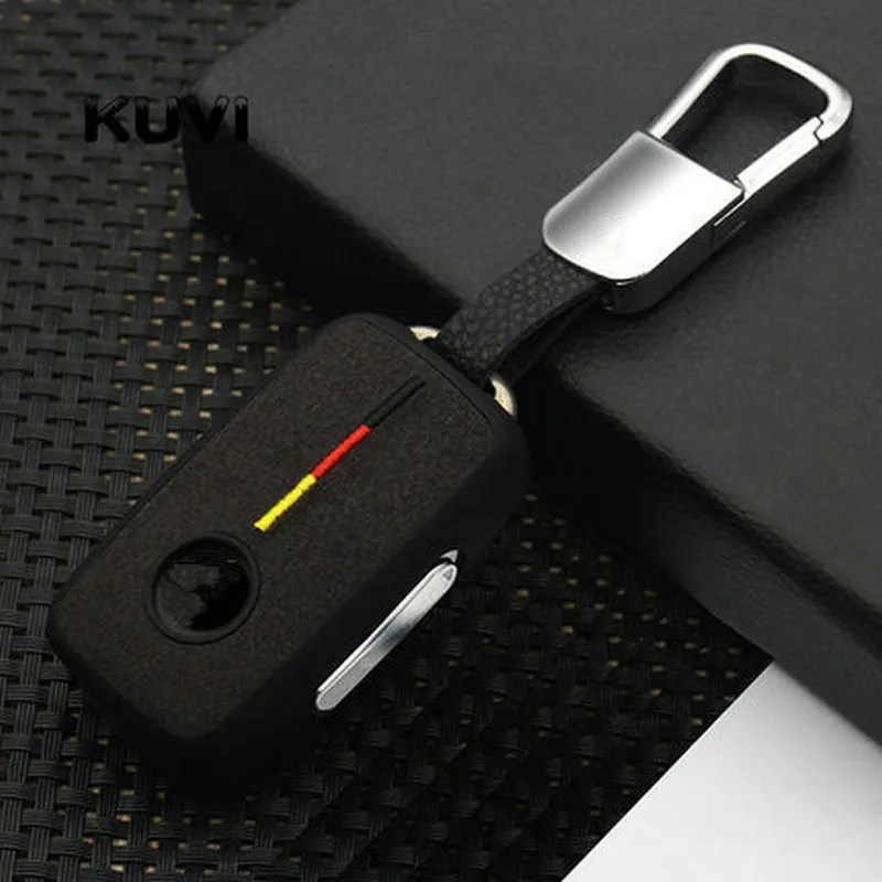 black-keychain 1 Замшевый чехол для автомобильного ключа для Volkswagen VW Passat Golf Jetta Bora Polo Sagitar Tiguan, чехол для автомобильного ключа, защитный чехол с цепочкой для ключей из ТПУ - Название цвета: black-keychain 1
