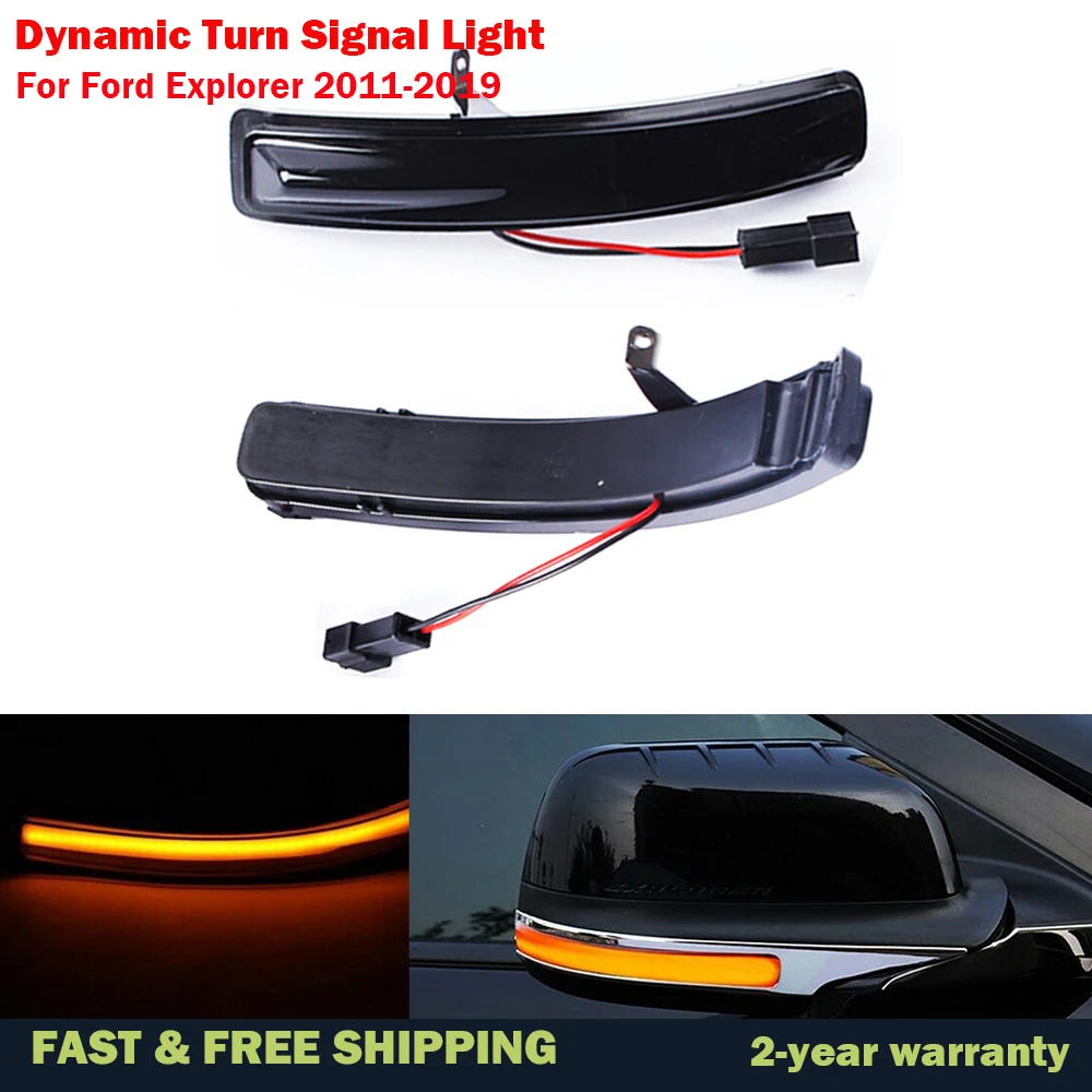 

For Ford Explorer 2011-2019 LED Dynamic Side Mirror Turn Signal Light Indicator Blinker Sequential Lamps