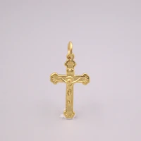 real pure 999 24k yellow gold pendant bless lucky cross pendant 0 9 1g for men women gift