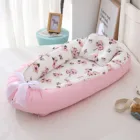Детская кровать-гнездо с подушкой, портативная съемная и моющаяся подушка для детской кроватки с мультяшным принтом для новорожденных, бампер # g4