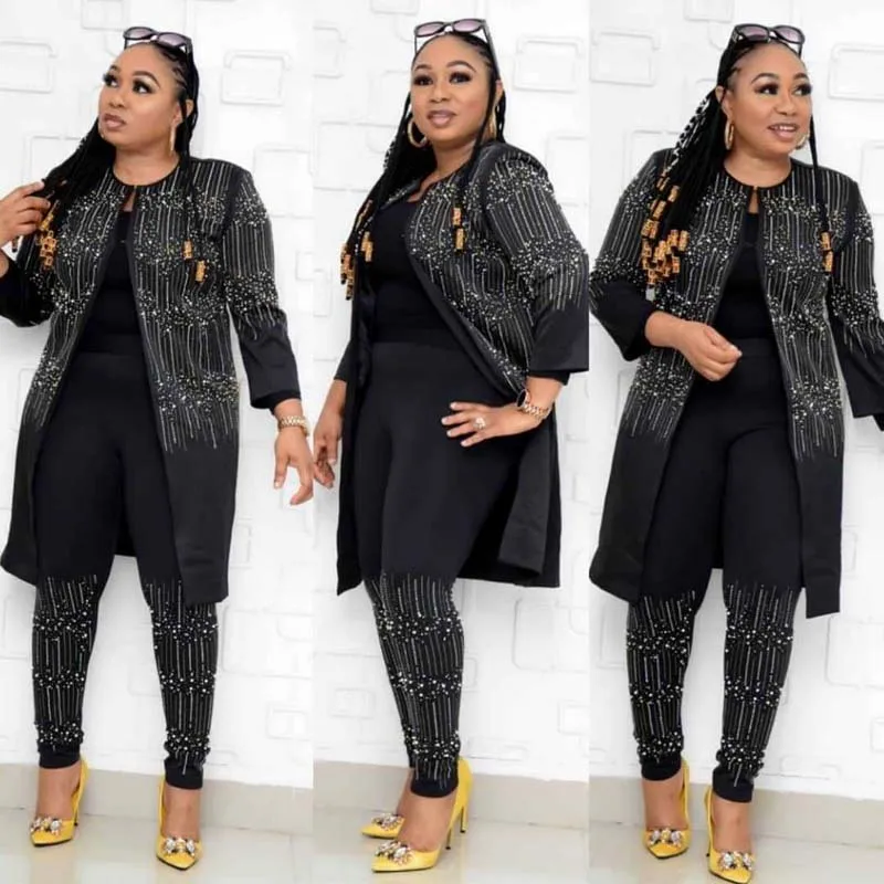 Модный комплект из 3 предметов с блестками и бусинами женская одежда в