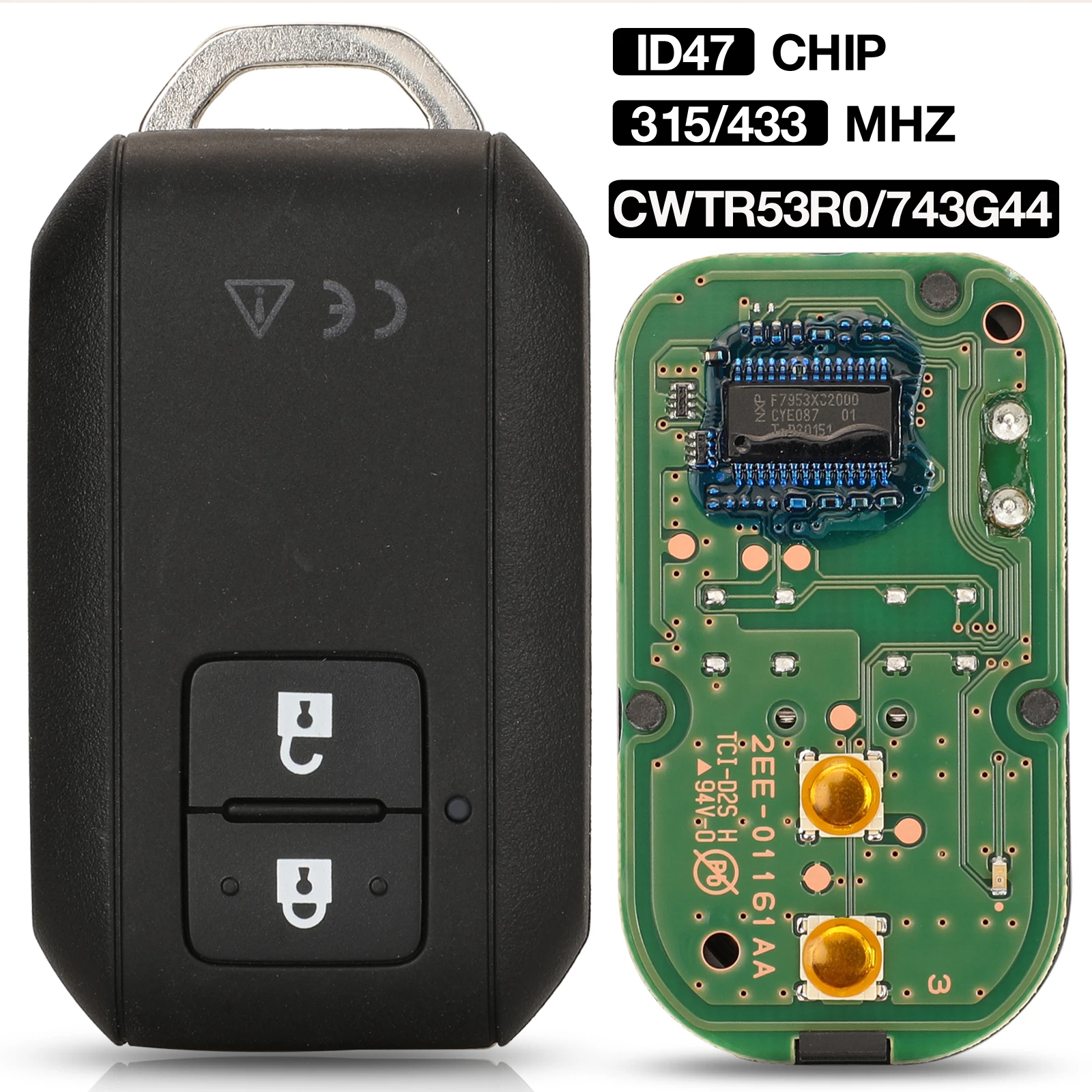 

Kutery 5PCS 315/434MHZ CWTR53R0/743G44 FSK PCF7953X HITAG 3 ID47 CHIP 2Buttons Remote Control Car Key For Suzuki Swift 2017