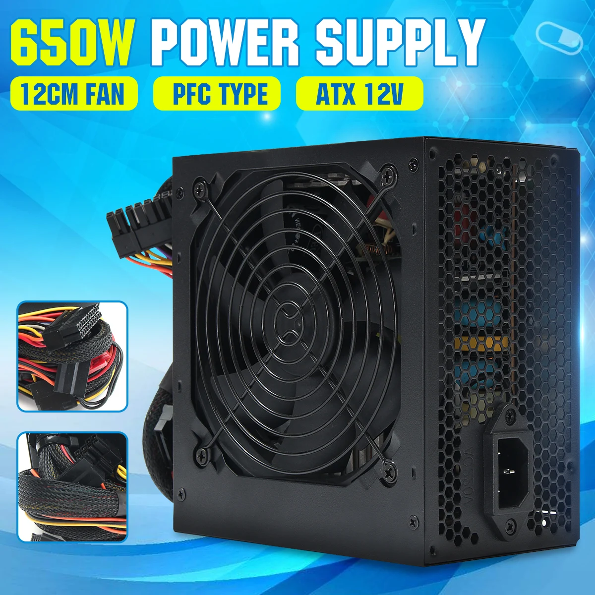 

650W 220V PC Power Supply 12cm Fan Computer Power Supply for Intel AMD PC 12V ATX SLI PCI-E 24pin Gaming