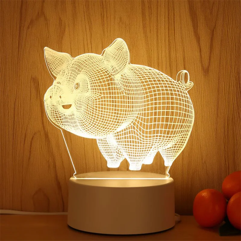 

LED Night Lights Tricolor LED Lamps Lovely 3D Modeling Illumination USB Interface Bedroom Bedside Table Romantic Gift Top E11901
