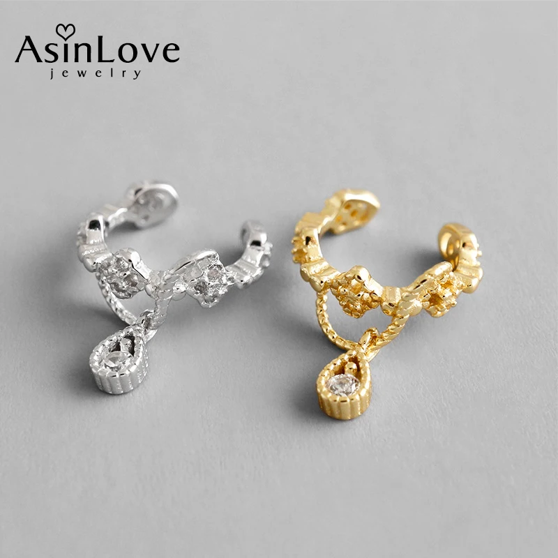 

AsinLove уникальный дизайн кругу проложен Микро Циркон Клевер Клипсы Серьги 925 стерлингового серебра Мода, ручная работа, хорошее ювелирное изделие, для женщин, Новинка