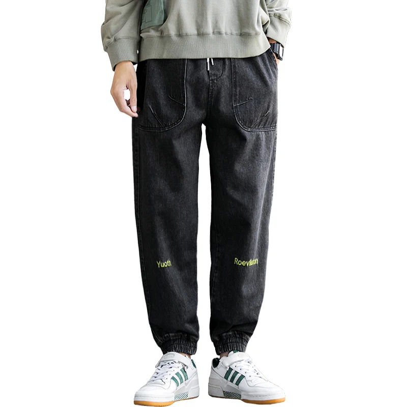 

2021 Spring Fashion Streetwear Jeans Men Leisure Jeans Pants Mens Black Denim Trousers Male Blue Harem Pants Jeans 8 Model