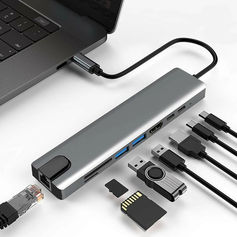 Плата-концентратор TRUMSOON Type-c к RJ45 Ethernet 4K HDMI USB C 3 0 SD TF док-станция для MacBook Samsung Dex Dell