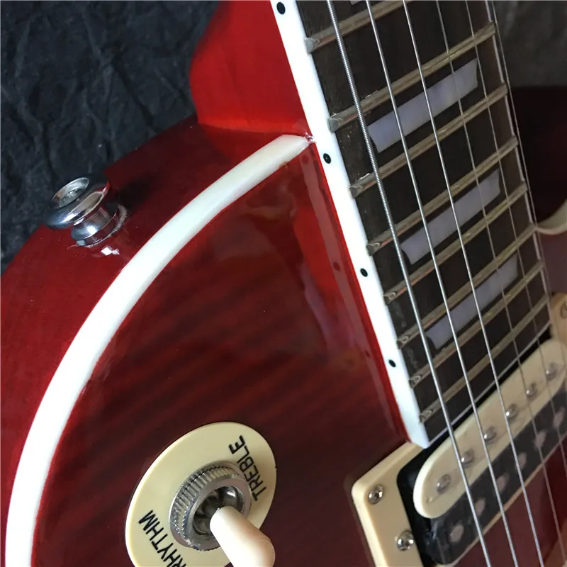 hohe qualität rote elektrische gitarre ahorn flamme top gute klang qualität top qualität free global shipping